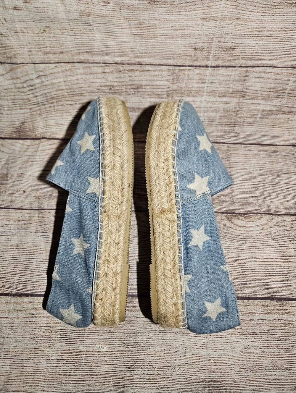 Steve Madden Talan espadrille chambray stars platform slip on shoes